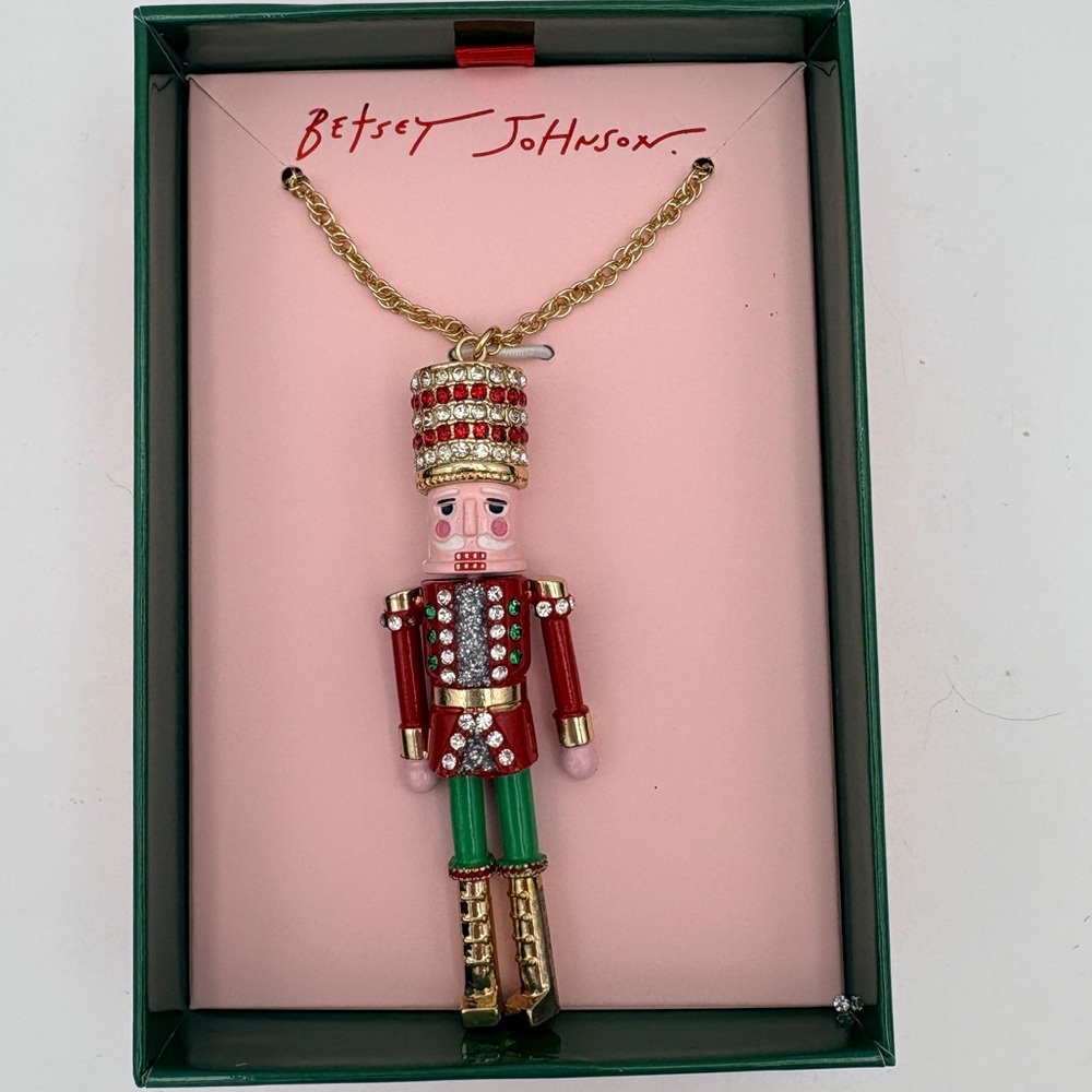 Betsey Johnson Gold & Red Nutcracker Pendant Necklace NWT